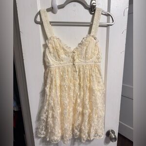 For Love And Lemons Cream Ruffle Mini Dress